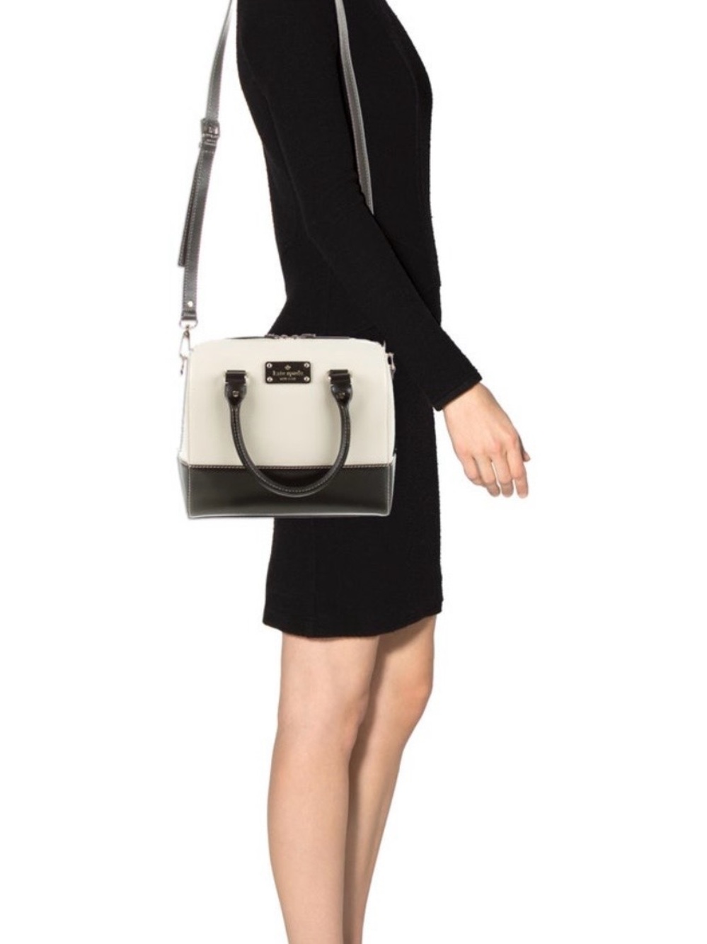 kate spade Black and Porcelain Satchel with Shoulder Strap Berkeley Lane Alessa
